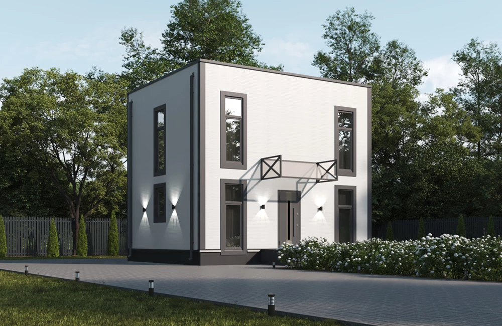 Двухэтажный модульный дом под ключ Быстровозводимый дом LIGHT 88 БЕЛЫЙ